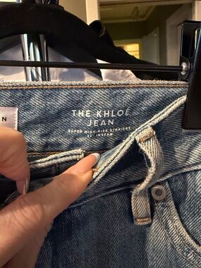 Good American The Khloé Super High-Rise Straight Jeans - Light Wash Blue sz O/25